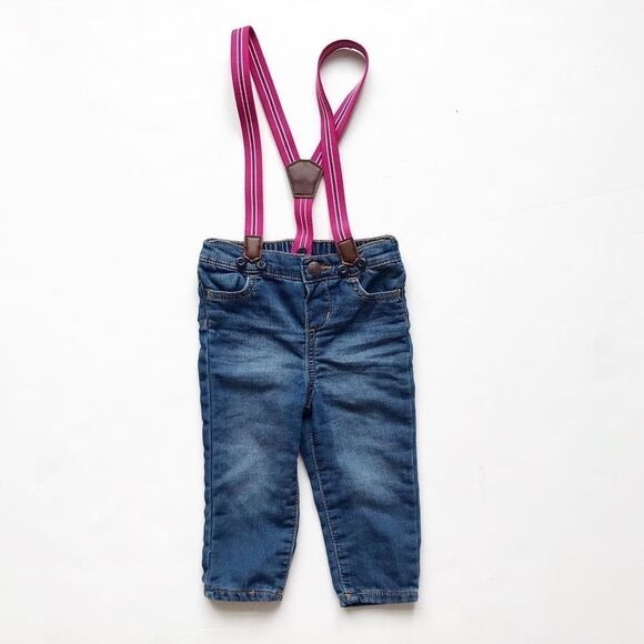 Baby B’gosh soft suspender jeggings EUC 12 months - Picture 1 of 4